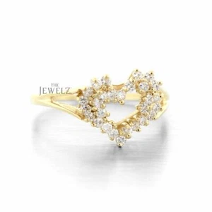 14K Gold 0,30 ct VS/F-G Diamant einzigartiges Herz Design Bandring-The Jewelz - Bild 1 von 6