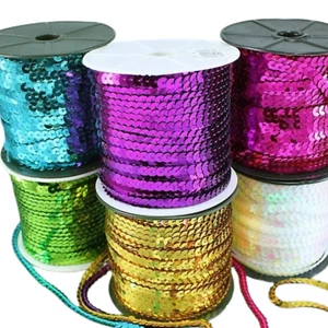 FLAT STRING 6mm SEQUINS SELECTION OF COLOURS AND LENGTHS TO CHOOSE FROM - Picture 1 of 14