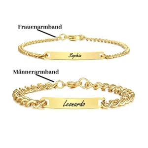 Armband mit Gravur gold | Personalisierte Armbänder | Paare Partner Armband Neu! - Bild 1 von 6