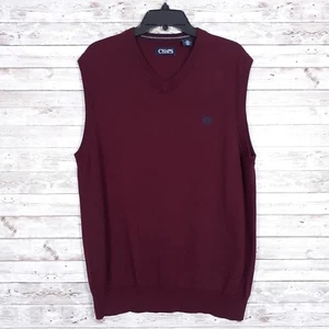 Chaps Mens Sweater Vest L V-Neck Burgundy Knit 55 - Picture 1 of 4