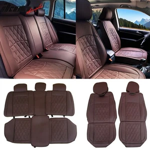 Universal Brown PU Leather Car Seat Covers 04 Style Front& Rear 5 Seats Full Set - Picture 1 of 21