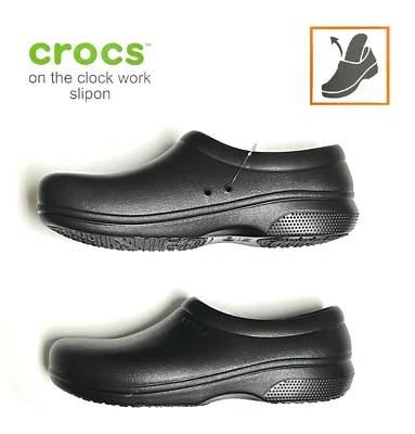 Crocs On The Clock Sapatos de Trabalho Resistentes ao Deslizamento Masculino 10 / Feminino 12 Preto - Imagem 1 de 4