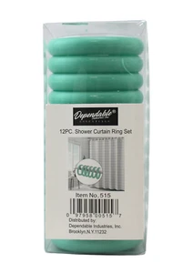 12 Piece Plastic Locking Round Hook Easy Gliding Shower Curtain Rings Turquoise - Picture 1 of 2