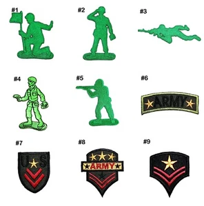 Green Army Man Patch Toy Solider Military Kid Artwork Emblem DIY Iron on Clothes - Picture 1 of 35