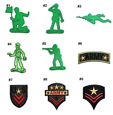 Green Army Man Patch Toy Solider Military Kid Artwork Emblem DIY Iron on Clothes - Image 1 of 4