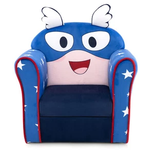 Kid's Sofa Chair Toddler Upholstered Armchair Wooden Frame Children Couch Navy - Picture 1 of 11