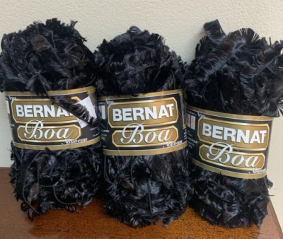 Nuevo Lote de 3 - Hilo Bernat Boa Novedad Voluminosa - Cuervo Negro 81040 - Mismo Tinte Foto 1 de 3