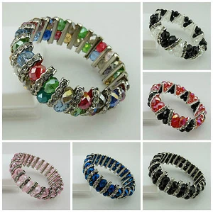 NEW ARRIVAL TOP QUALITY 8MM GLASS BEADS WITH ALLOY SPACER STRETCH BRACELET - Picture 1 of 11