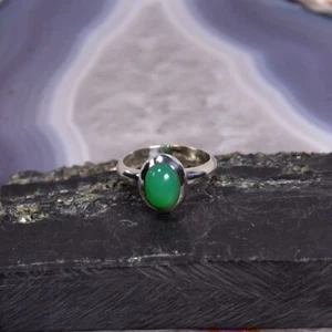 Chrysopras Ring, 925er Silber, Edelsteinring (23104), Edelsteinschmuck - Bild 1 von 1
