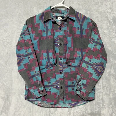 Camisa ocidental vintage anos 80 RUDDOCK Bros feminina M algodão asteca sudoeste EUA - Imagem 1 de 4