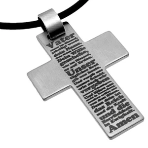 Anhänger Kreuz Kreuzanhänger Vater Unser Edelstahl Stahl auch mit Kette - Picture 1 of 17