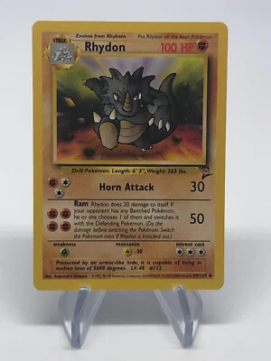 Rhydon  59/130 - Uncommon - Vintage English Base Set 2 Pokemon Card - NM & LP - Image 1 of 2