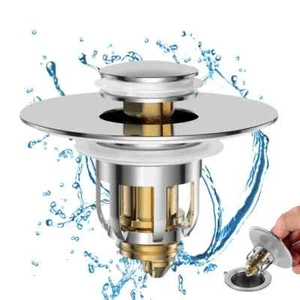 Universal 2 in 1 Bathroom Sink Stopper, Pop up Bathroom Sink Strainer - Picture 1 of 8