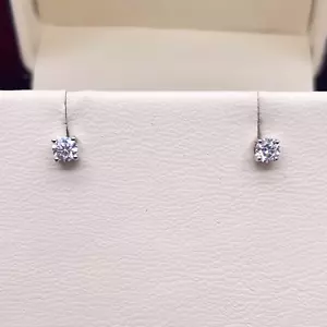 18ct White/Yellow Gold Diamond Children's Earrings 0.24ct Child friendly - Picture 1 of 9