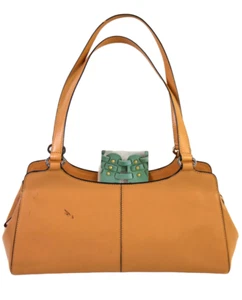 BOLSO DE MANO MONSAC ORIGINAL BEIGE CUERO GENUINO CLÁSICO CREMALLERA BOLSO DE MANO MONEDERO - Imagen 1 de 12