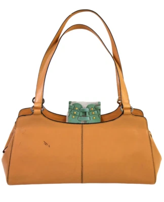 Monsac Original BEIGE GENUINE LEATHER CLASSIC ZIP SATCHEL TOTE BAG HANDBAG PURSE - Image 1 of 4