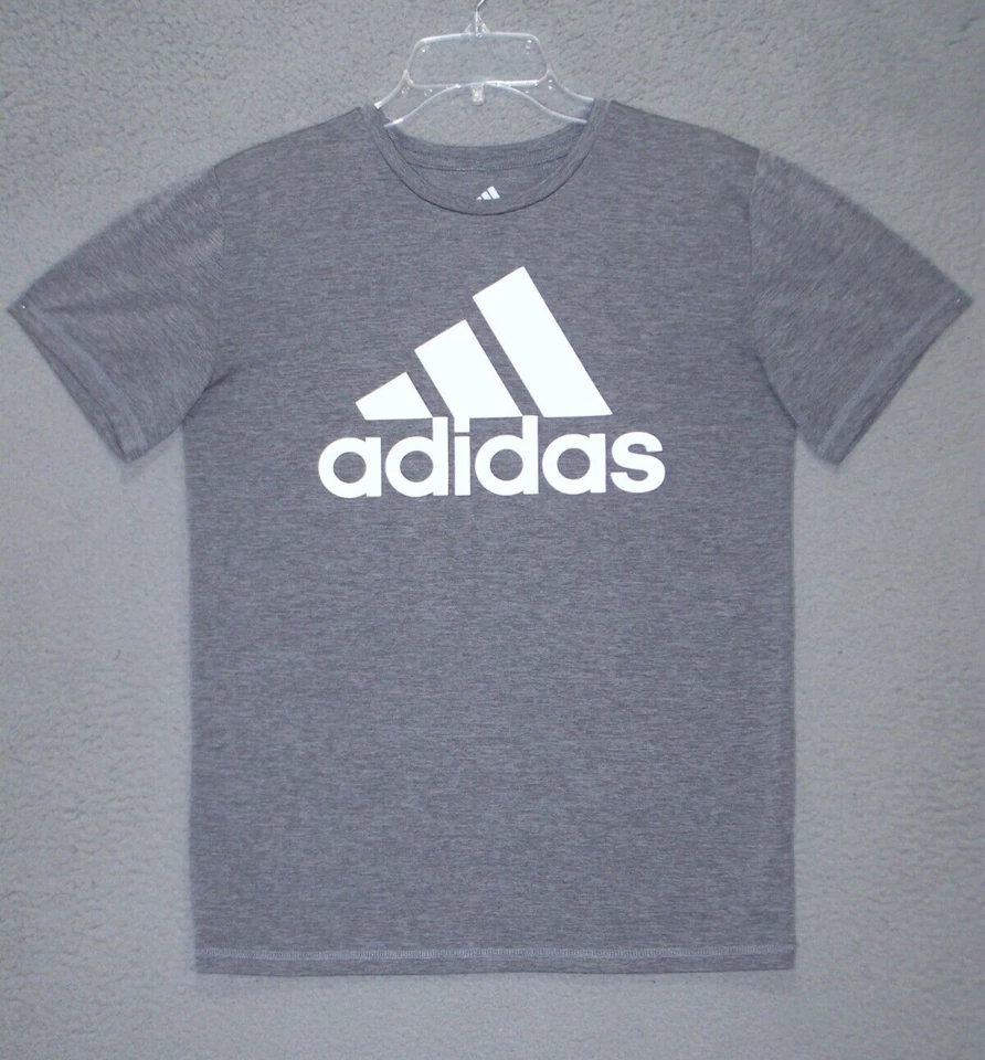 Camisa Adidas Adulto Grande Gris Blanca Grande Logotipo Deletreado Ropa Activa Exterior Para Hombre Foto 1 de 4