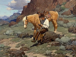 The Rimrock Wrangler de Frank Tenney Johnson estampado occidental de Giclee + envío gratuito - Imagen 1 de 3