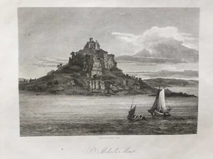 Antiker Druck von 1809; St Michael's Mount, Cornwall - Bild 1 von 2