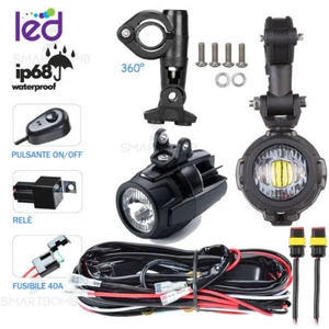 ADDITIONAL LED HEADLIGHTS MOTORCYCLE SPOTLIGHTS BUTTON SWITCH KAWASAKI HONDA BENELLI - Picture 1 of 9