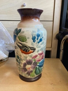 Antique Victorian Milk Glass Opaline Vase Hand Painted 25cm tall - Picture 1 of 10