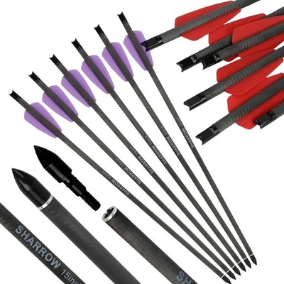 Pure Carbon Arrows Bolts 7.5" Archery Field Broadheads Mini Bow Hunting Shooting - Image 1 of 4