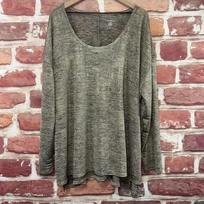Top túnica manga larga Lane Bryant para mujer 26 28 gris jaspeado dobladillo alto bajo Foto 1 de 4
