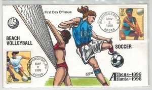 1996 COLLINS HANDPAINTED ATLANTA OLYMPICS COMBO BEACH VOLLEYBALL & SOCCER - Picture 1 of 1