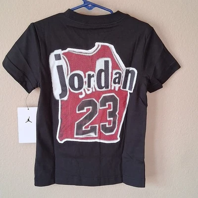 Air Jordan Jumpman #23 Nike Camiseta Negra 4T Niños Mangas Cortas Foto 1 de 3