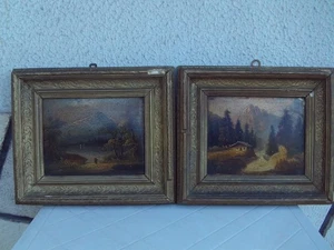 2 tableaux anciens Paysages de montagne - Picture 1 of 16