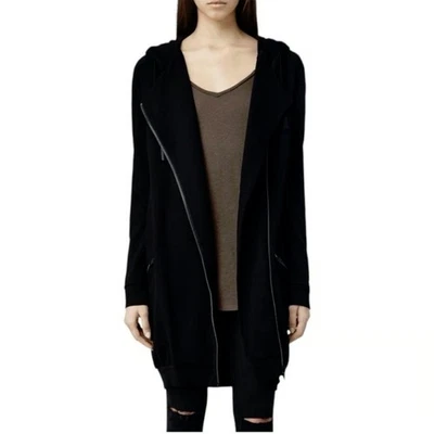 Sudadera con Capucha Ridley All Saints Para Mujer en Negro Calce Relajado, Línea Larga Talla 4 Foto 1 de 4