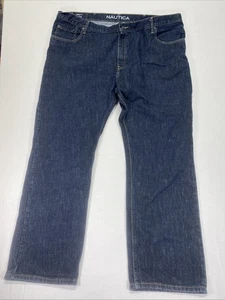 Nautica Herren Jeans 48x32 Blau Waschung Straight Leg Denim Hose - Bild 1 von 7