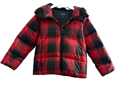 Ralph Lauren Puffer Jacket Kids Size 6 Red Tartan - image 1 of 3