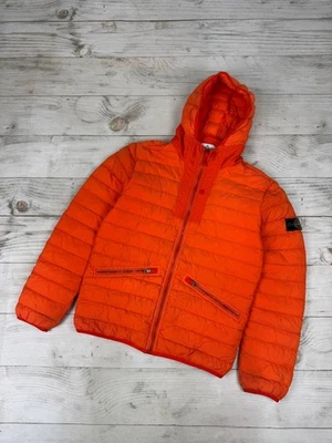 Stone Island Down Jacket Hooded Puffer Men Size S Orange - Image 1 of 4