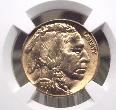 1938 "D/S" Indian Head BUFFALO Nickel FS-512 5c NGC MS66 #002 Gem BU Unc ECC&C - Image 1 of 4