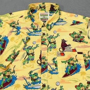 RSVLTS Teenage Mutant Ninja Turtles Camisa Hombres XL Amarilla Playa Geométrica KunuFlex - Imagen 1 de 9