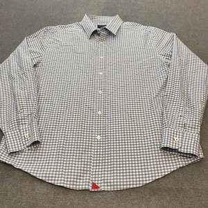 Untuckit Shirt Mens Large Gray White Gingham Button Down New Dunn Cotton Casual - Picture 1 of 9