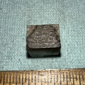 Printing Block “ Majestic Sailing Ship “ Lead Block. Nice Details! - Picture 1 of 9