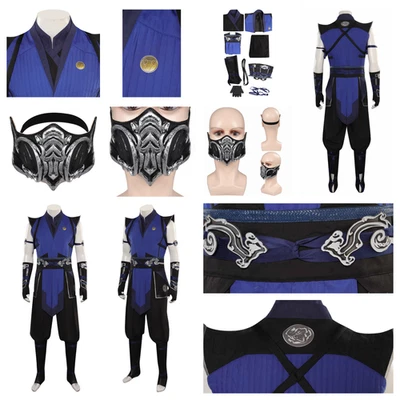 Disfraz de Cosplay Sub-Zero Juego Mortal Kombat 1 Uniforme de Combate Azul + Máscara de Látex  Foto 1 de 4