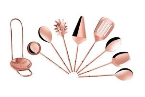 Copper Kitchen Utensils Set Large | 9 Pcs Stainless Steel Cooking Utensil Set... - Picture 1 of 8