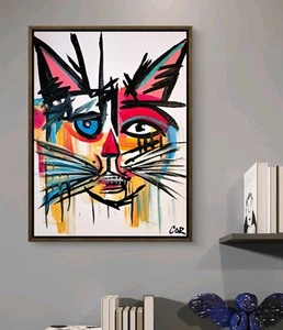 CATO FELINO CORBÉLICO 12X16 ABSTRACTO ORIGINAL RETRATO EXPRESIONISTA COLECCIONABLE - Imagen 1 de 10