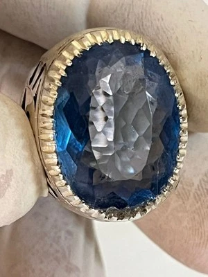 Men 925 Silver Ring Featuring Genuine Topaz Bold Style Timeless Elegance Jewelry - Image 1 of 4