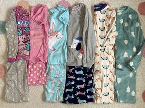 Clothes Girls Size 8 Medium Pajama Lot of 12 Sleepwear PJ 6 Shirts & 6 Pants - Picture 1 of 8