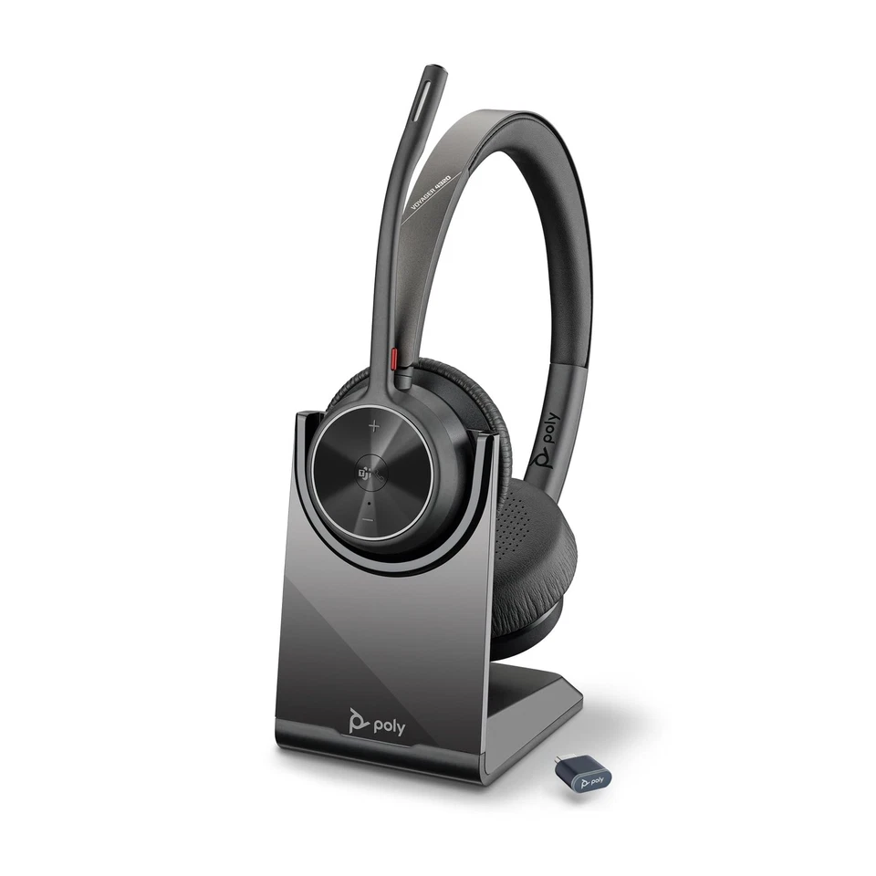 Poly Voyager 4320 UC Wireless Headset & Charge Stand Plantronics Stereo Head - Image 1 of 1