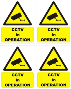 CCTV warning sticker X 4 security camera sign sticky back/face 5cmx4cm  - Picture 1 of 1