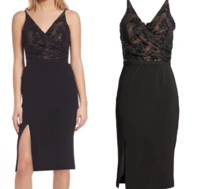 Vestido negro Dress the Population XXL para mujer Giulia lentejuelas corpiño funda Foto 1 de 4