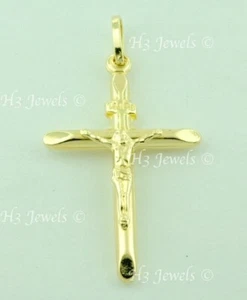 14k solid yellow gold JESUS CHRIST cross pendant #6759 crucifix 1.40 gr h3jewels - Picture 1 of 9