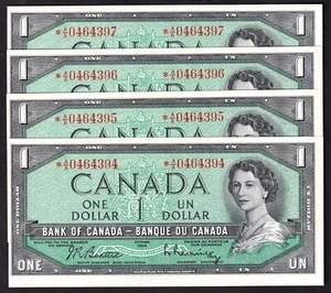 Canada 1954 $1 Four UNC Consecutive Replacement Banknotes Beattie - Rasminsky - Picture 1 of 2
