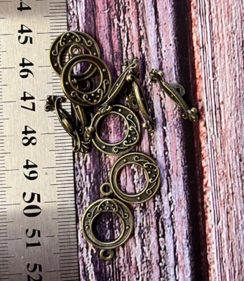5 set Fancy Antique Bronze toggle clasp jewellery making 16mm Loop 20mm Bar AB04 - Image 1 of 2