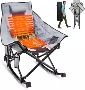 Heavy duty Heated Rocking Camping Chair Oversized Outdoor with Heat Portable XL - Picture 1 of 13